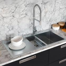 Ausmann Oder Blue 1,5 rvs spoelbak 78x50cm vlakbouw en opbouw met afdruipgedeelte 1208957125