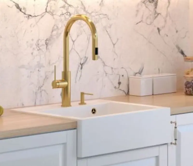 Quadri Farmhouse landelijke tussen of opbouw granieten spoelbak mat wit 595x540mm 1208957209