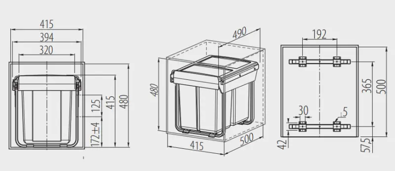 Garbi Sorter S-45-2 inbouw afvalsysteem met 2 x 20 liter  afvalbakken 1208957367