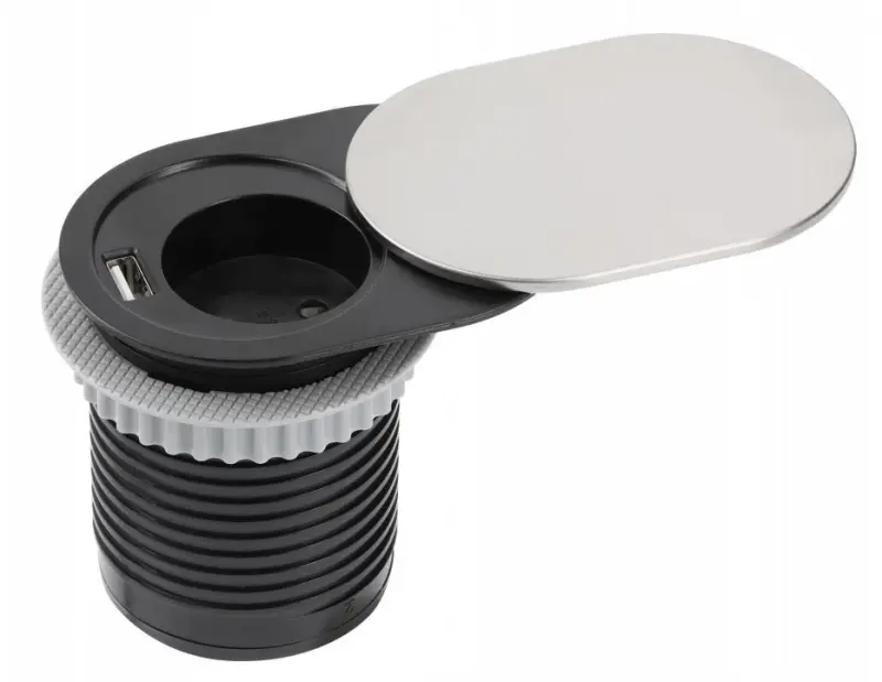 Indux Slide inbouw keukenstopcontact in werkblad met USB C en stopcontact kleur rvs 1208957391