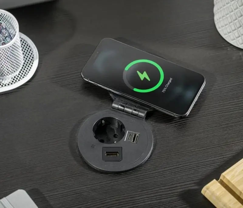 Indux Cover inbouw randaarde wit keuken stopcontact in werkblad met uitwisselbare aansluitingen 1208957395