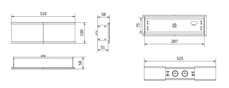 Indux Slide max inbouw keuken stopcontact in werkblad met USB-A, HDMI, RJ45 en USB-C  kleur mat wit 1208957429