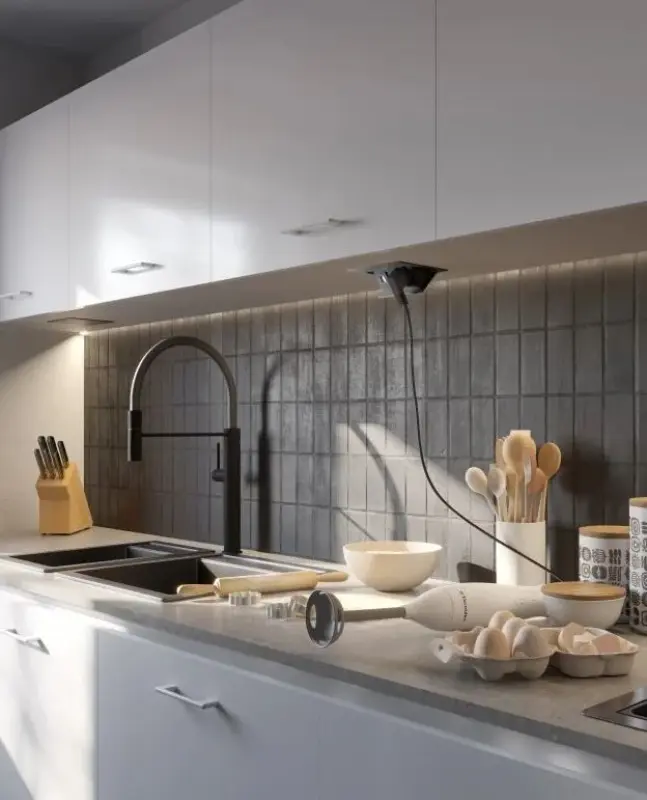 Indux Flip Medium keuken stopcontact penaarde in het werkblad of bovenkast mat zwart met 2 stopcontacten en 2 USB opladers 1208957438