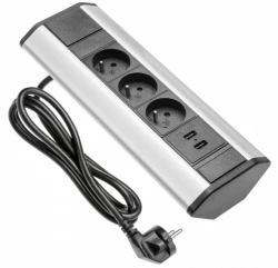 Indux Corner hoek keuken stopcontact met 3 penaarde stopcontacten en 2 USB opladers 1208957442