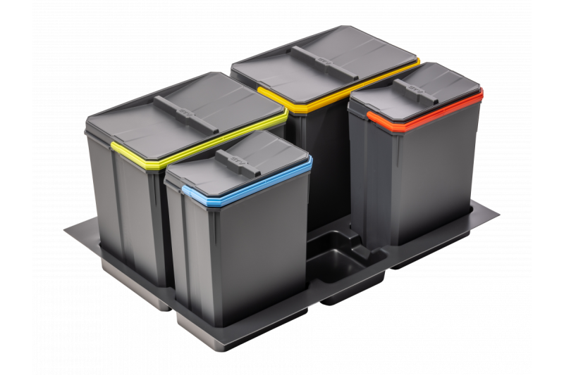 Garbi Basket B-70-4 sorteer afvalsysteem voor lade 70cm  incl. houder en 4 afvalbakken 1208957476