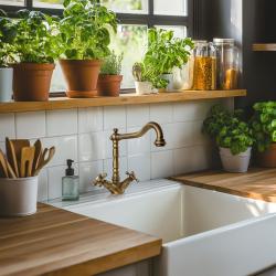 AquaTrimo Windsor klassieke keuken nostalgische keukenkraan met haakse uitloop brons 21WS7531BN