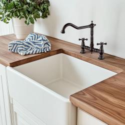 AquaTrimo Windsor 2 gats  klassieke keuken nostalgische brug keukenkraan met haakse uitloop zwart 21WS7653SW