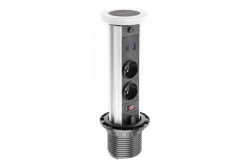 Indux Lift verzinkbare penaarde wit keuken stopcontact in werkblad met verlichting, 2 x USB en draadloos opladen 1208957837