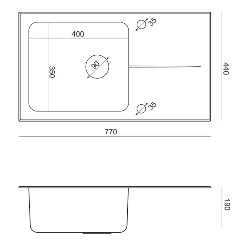 Quadri Glazz opbouw rvs spoelbak met witte glazen afdruipgedeelte omkeerbaar 77x44 1208957863