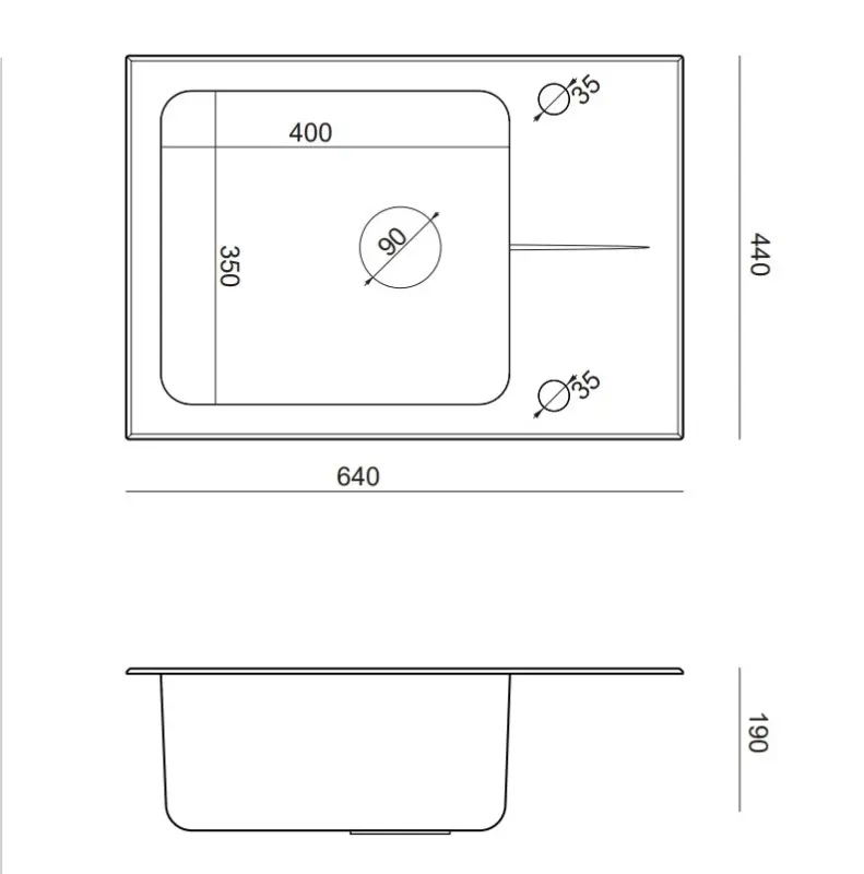 Quadri Glazz opbouw rvs spoelbak met zwarte glazen afdruipgedeelte 64x44 omkeerbaar 1208957864
