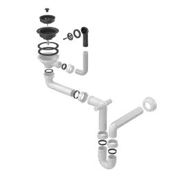 Quadri zwarte afvoerset spoelbak met ronde overloop voor 1 spoelbak 1208957899