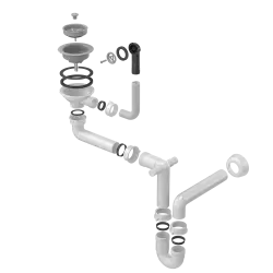 Quadri grijze afvoerset spoelbak met overloop en 1 spoelbak 1208957900