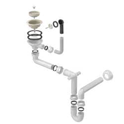 Quadri beige zandkleurige afvoerset spoelbak met overloop 1208957901