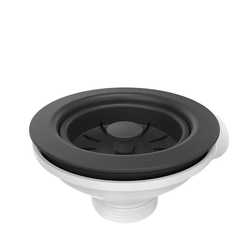 Quadri dubbele zwarte afvoerset met overloop voor spoelbak 1208957902