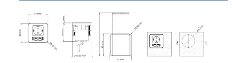 Indux Flip inbouw penaarde Stopcontact mat zwart met 2xUSB A,  1xRJ45 en HDMI aansluiting zwart 1208957915