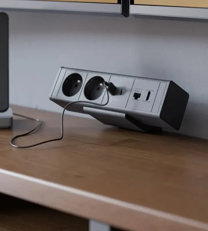 Indux Desk buro of tafel mat zwarte penaarde stopcontact (2x) met  1xUSB A, 1xUSB C, 1xRJ45 en 1xHDMI 1208957920