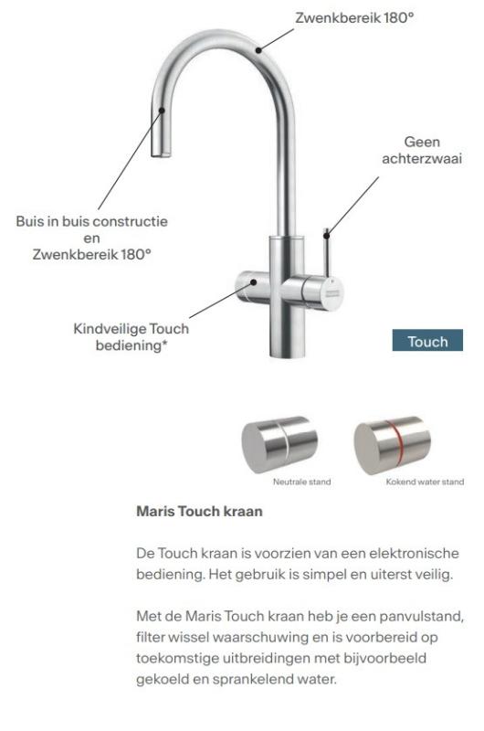 Franke Maris water hub 4L boiler 3-1 met Touch electronische kokend water kraan RVS met waterhub bypass 1208957944