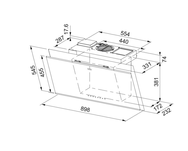 Franke Mythos Air Hub V vrijhangend zwart afzuigkap 90cm 330.0679.324