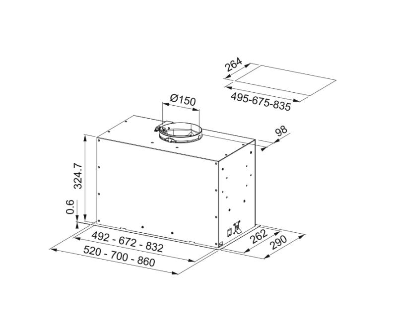 Franke Mythos Box Flush Premium inbouw mat zwart afzuigkap 70cm 305.0665.392