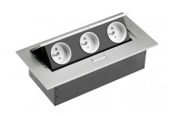 Desktop extension cable 3x socket with grounding, without cable, aluminum 1208958668