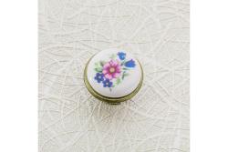 Porcelain knob J4 antique brass R-pink flower 1208959153