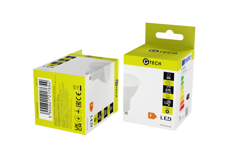 G-TECH LED light source, A-G, 4,9W, 6400K, GU10, AC220-240V, 50-60Hz, 120°, 410lm, 53mA 1208959224