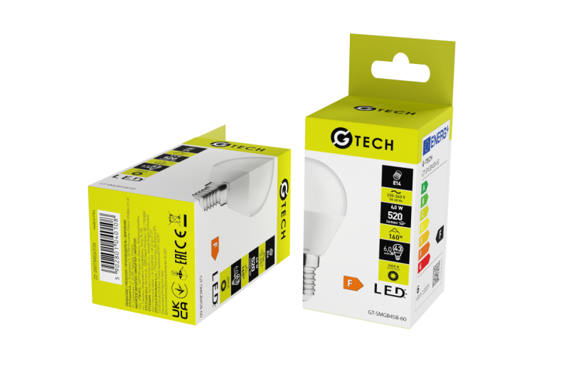 G-TECH LED light source, B45B, SMD2835, E14, 6W, 470 lm, 52 mA, AC220-240V, 50-60 Hz, 160°, 3000K 1208959236