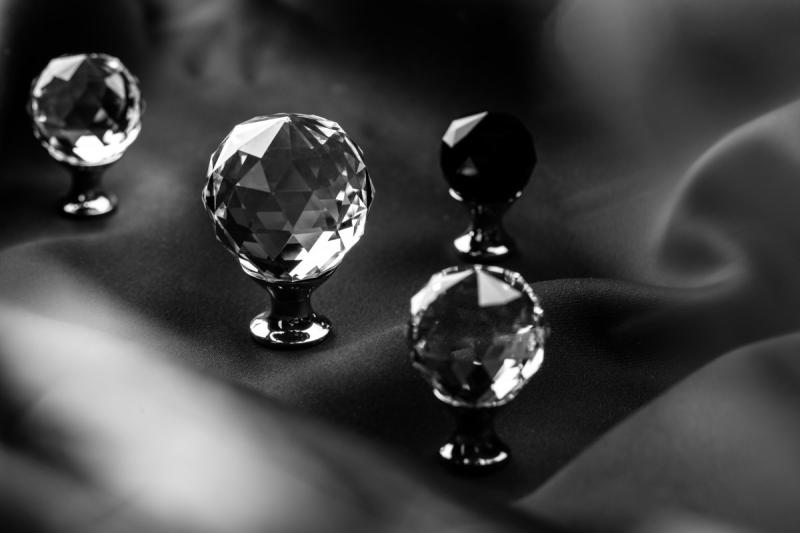 Zamak knob Crystal Palace A 30mm chrome + BLACK CRYSTAL 1208959267