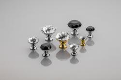 Zamak knob Crystal Palace B 40mm chrome + BLACK CRYSTAL 1208959276