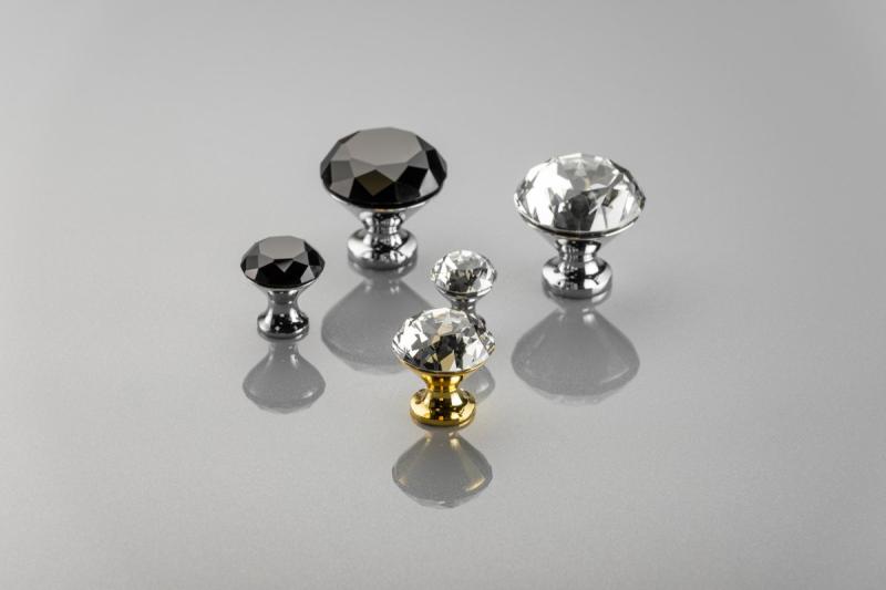 Zamak knob Crystal Palace B 40mm chrome + BLACK CRYSTAL 1208959276