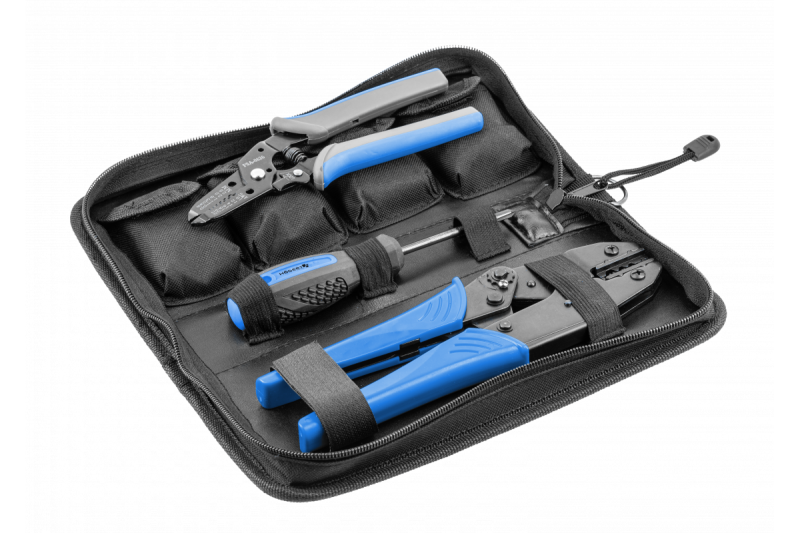 Hoegert Set tangen met verwisselbare matrijzen voor het krimpen van elektrische connectoren. 1208959540