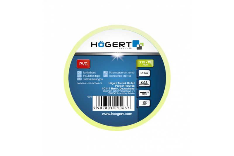 Hoegert Isolerende tape PVC geel-groen 1208959572