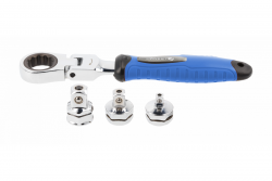 Hoegert Sleutel met ratel en koppeling met vervangbare adapters 5 stuks. 1208959727