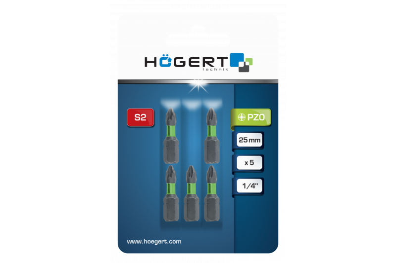 Hoegert Power schroevendraaier bit PZ0 25mm 5 stuks 1208959798