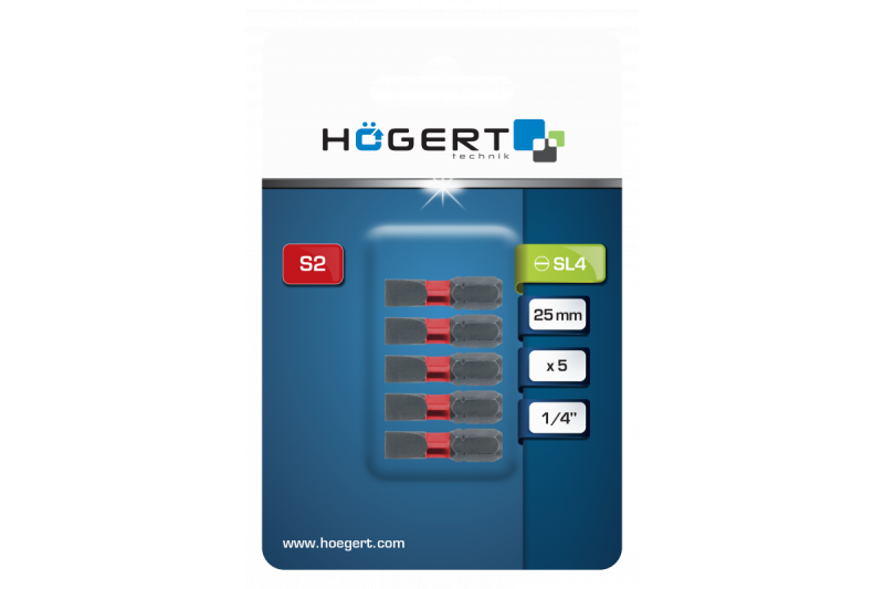Hoegert Power schroevendraaier bit SL 4 25mm 5 stuks 1208959802
