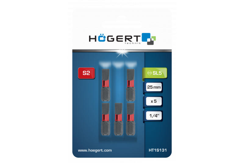 Hoegert Power schroevendraaier bit SL 5 25mm 5 stuks 1208959803