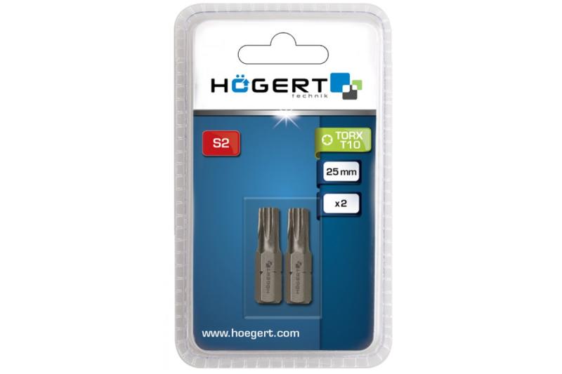 Hoegert Schroevendraaier bit TORX 10 25 mm S2 staal 2 stuks blisterverpakking 1208959890