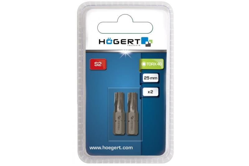 Hoegert Schroevendraaier bit TORX 40 25 mm S2 staal 2 stuks blister 1208959895