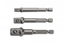 Hoegert Socket bit adapters 1/4" 3/8" 1/2" vertaalt naar het Nederlands als: Verloopstukken voor dopsleutelbits 1/4" 3/8" 1/2". 1208959913