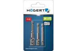 Hoegert Socket bit adapters 1/4" 3/8" 1/2" vertaalt naar het Nederlands als: Verloopstukken voor dopsleutelbits 1/4" 3/8" 1/2". 1208959913