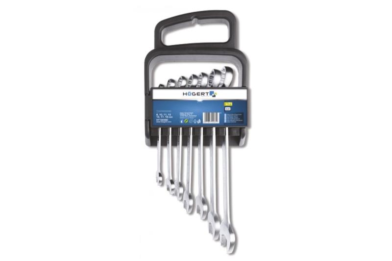Hoegert Combinatiesleutelset 7 stuks 8-19 mm kunststof handvat om op te hangen CrV DIN 3113 1208960075