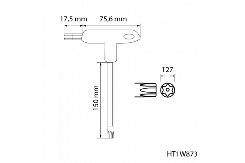 Hoegert T-type torx beveiligingssleutels lang TT27 1208960128