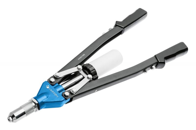 Hoegert Tweehandige popnageltang 530 mm vijf verwisselbare neusstukken maximaal 6,4 mm. 1208960154