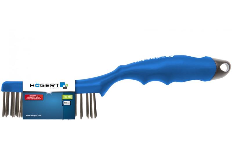 Hoegert Draadborstel met vier rijen roestvrijstalen draad. 1208960282