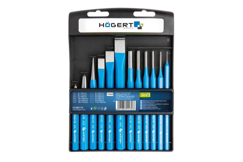 Hoegert Beitel- en ponsset 12 stuks CrV 1208960302