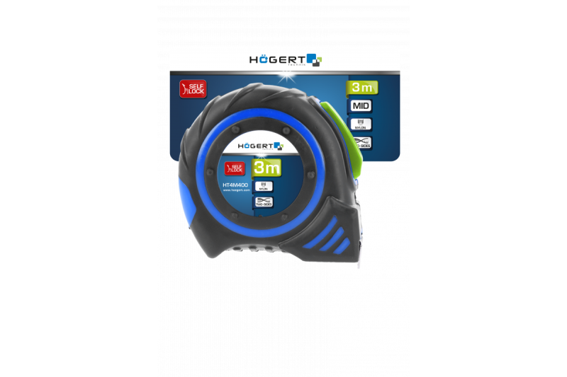 Hoegert Meetlint 8m 25mm automatische stop nylon met magneten 1208960477