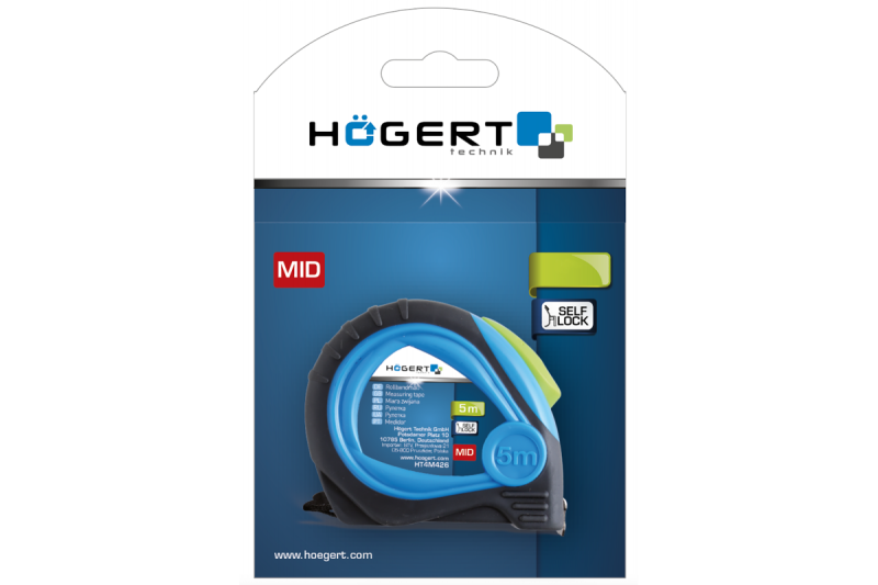 Hoegert Rolmaat 5 m x 25 mm MID-gecertificeerde teflon-gecoate band. 1208960486