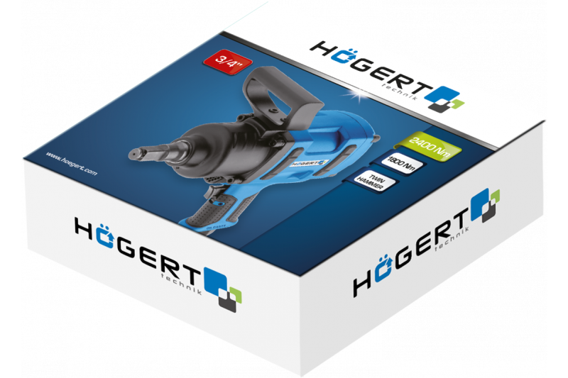 Hoegert Pneumatische slagmoersleutel 3/4" 1800 Nm Twin hammer 1208960612