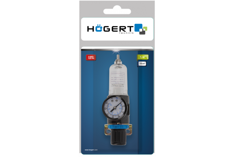 Hoegert Luchtfilter met drukmeter 1/4" 90 ml 1208960642