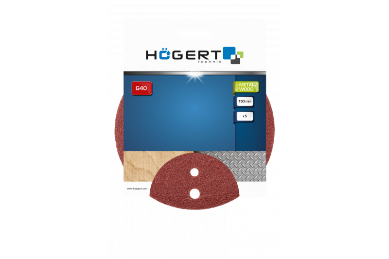 Hoegert Schuurwiel met gaten voor metaal/hout 150mm G40 5 stuks. 1208962116
